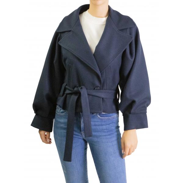 Cappottino corto con cinta e bottoni tinta unita Options